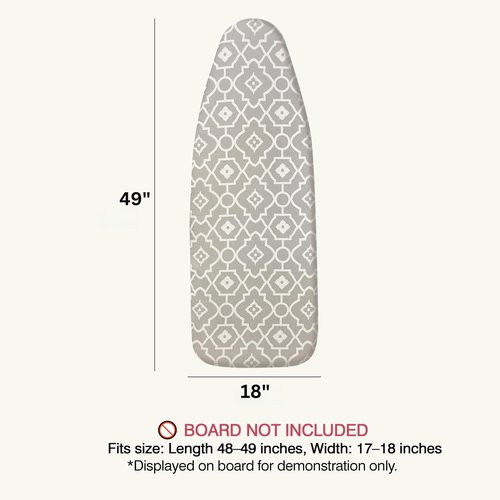 UniSimp Ironing Board Cover and Pad 18"x49" Extra Thick Natural Cotton, Scorch and Stain Resistant Iron Board Cover, Wide Ironing Board Cover with Fasteners Heavy Duty Heatproof Elastic Edge Geometric