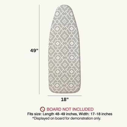 UniSimp Ironing Board Cover and Pad 18"x49" Extra Thick Natural Cotton, Scorch and Stain Resistant Iron Board Cover, Wide Ironing Board Cover with Fasteners Heavy Duty Heatproof Elastic Edge Geometric