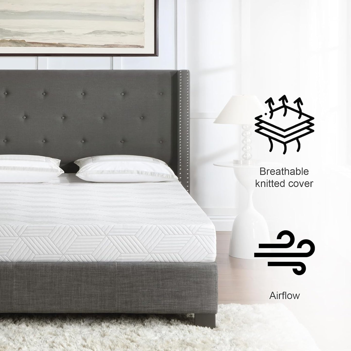 Skiennix Twin Size Gel Memory Foam Mattress - Medium Firm Support | Removable Washable Cover