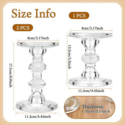 CHILL RECIPE Glass Candle Holder Set - Elegant Tall Crystal Holders for Pillar & Taper Candles | Set of 3
