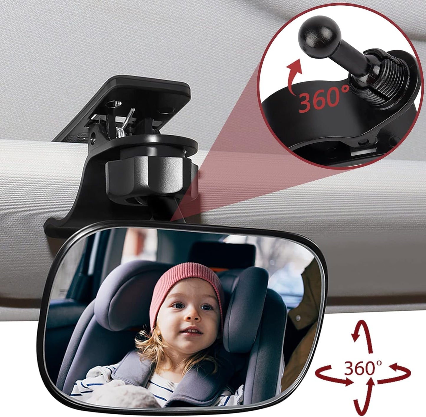 Mluchee Baby Car Mirror - Full Wide Angle Convex 360° Adjustable Rearview Infant Safety Mirror