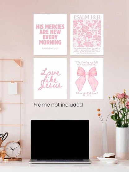 FGFK Christian Wall Art Prints Set - Girly Pink Bible Verse Decor for Girls Room | 8x10 Unframed