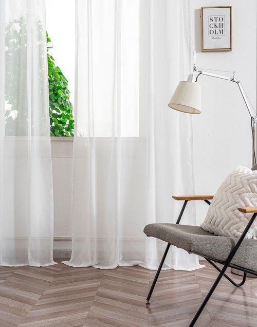 Ivory White Sheer Curtains 92 Inches Long, 2 Panels Set, Light Filtering Rod Pocket Window Drapes, Elegant Semi-Transparent Curtain Panels for Living Room, Bedroom, Each 50" W x 92" L