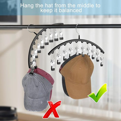 Hat Hangers | Metal 2-Pack Hat Organizer by [Brand Name] - Perfect for Baseball Caps & Accessories, Black