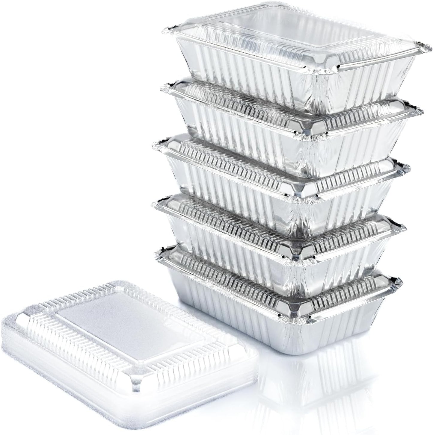 Regine Switzerland Aluminum Containers - 2.25LB Disposable Foil Pans with Lids | 55 Count, 8.5"x6" for Takeout & Food Storage