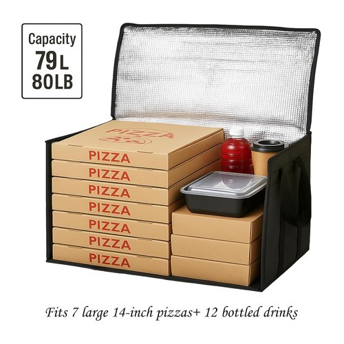 Bodaon Insulated Food Delivery Bag - XXXL Pizza Cooler for Catering, Shopping & Travel | Thermal Carrier