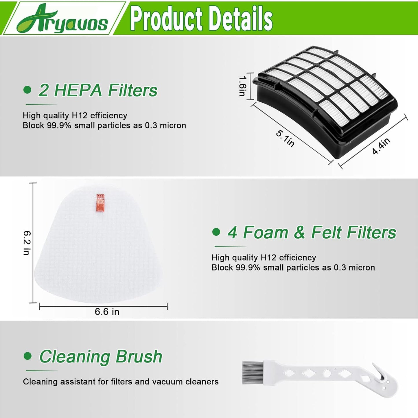 Shark Navigator Lift-Away Vacuum Filters - 2 HEPA + 4 Foam & Felt Replacement Set | Fits NV350-NV391, UV440-UV550