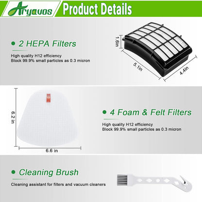 Shark Navigator Lift-Away Vacuum Filters - 2 HEPA + 4 Foam & Felt Replacement Set | Fits NV350-NV391, UV440-UV550