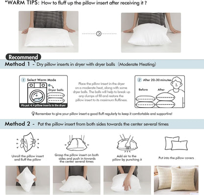 MIULEE Pillow Inserts | Premium Down Feather Stuffers - 18x18 Inches, Pack of 4, White Cotton Fabric