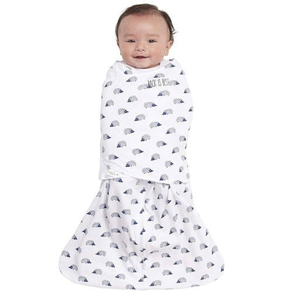 HALO 100% Cotton Sleepsack Swaddle - 3-Way Adjustable Wearable Blanket, Navy Hedgehog, Small (3-6 Months)