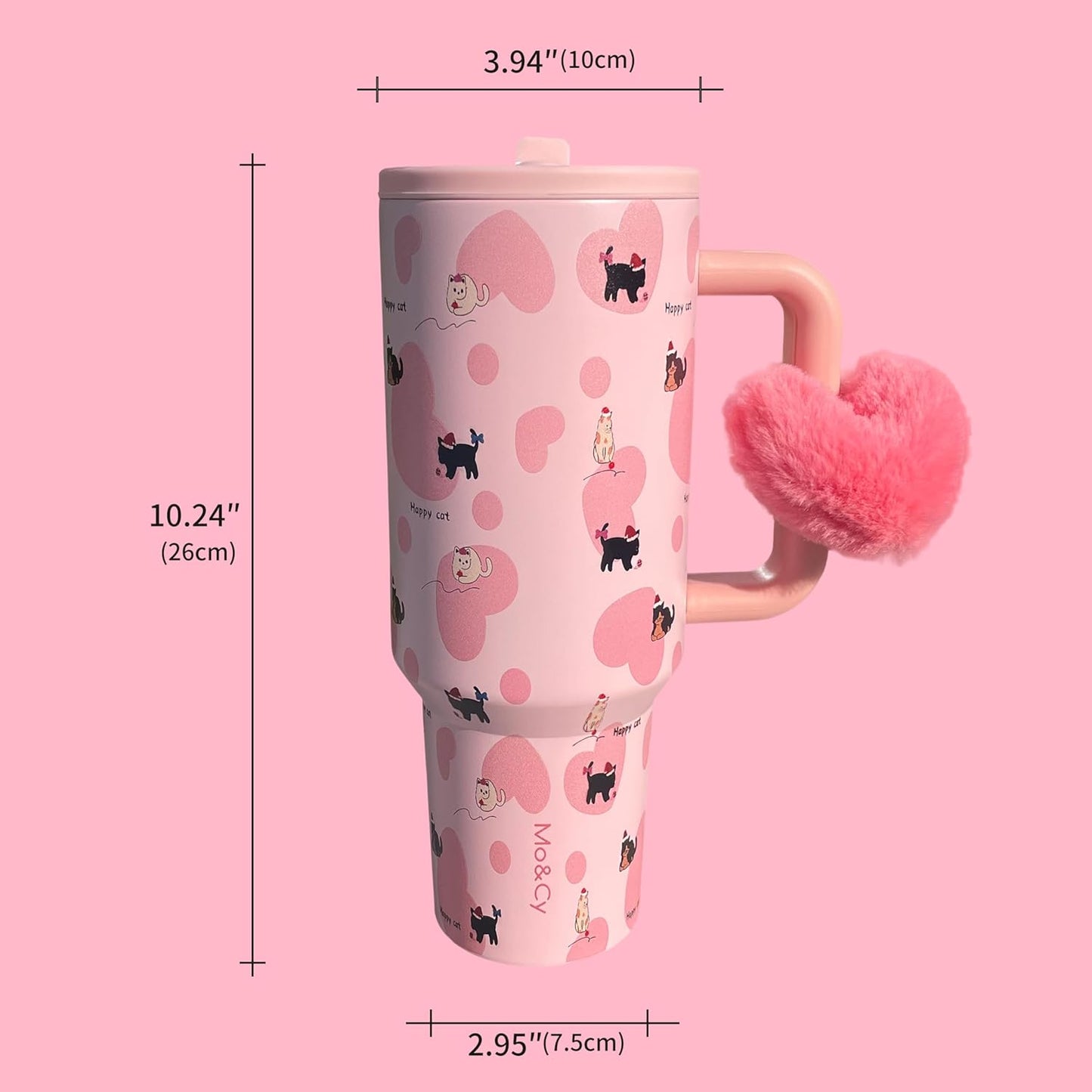 Mo&Cy 40oz Insulated Tumbler with Handle - Leak-Proof Travel Coffee Cup, Fits Cup Holder, Stainless Steel - Perfect Gift for All