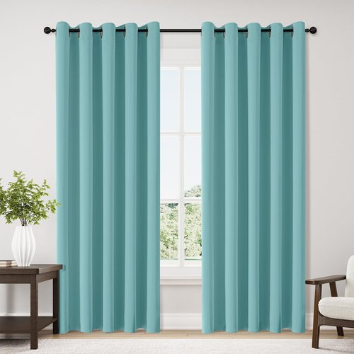 ChrisDowa Blackout Curtains - Extra Wide Thermal Insulated Grommet Panels for Bedroom | Aqua, 70 x 84 Inch