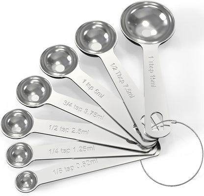 TILUCK Stainless Steel Measuring Spoons Set - Versatile Kitchen Gadgets for Cooking & Baking | Set of 7