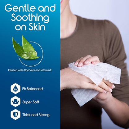 Inspire Adult Wet Wipes - Incontinence & Cleansing Wash Cloths for Elderly | 8"x12", Pack of 50