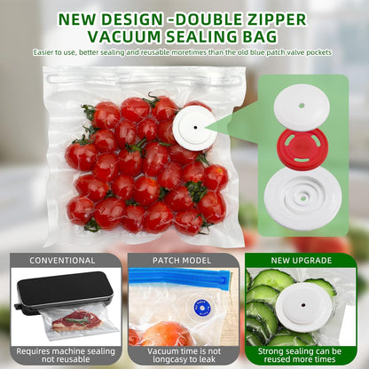 Skiennix Handheld Vacuum Sealer - Compact Food Saver with 30 Reusable Bags for 10X Freshness
