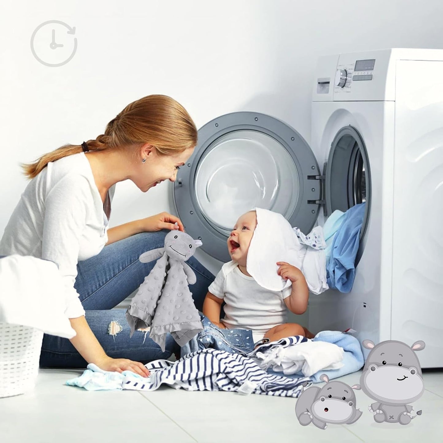 Pro Goleem Hippo Lovey - Soft Security Blanket & Snuggle Toy for Babies | 16 Inch, Perfect Baby Gift