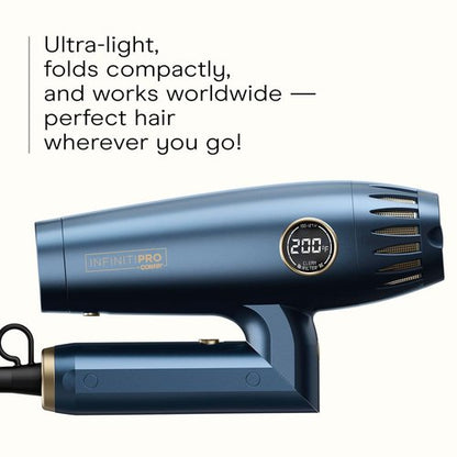 Infiniti PRO by CONAIR Hair Dryer - 1875W Ionic Blow Dryer with Diffuser | Frizz-Reducing, Fast Drying in Blue