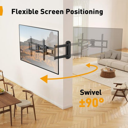 Perlegear Corner TV Wall Mount Long Arm TV Mount for 42-84 Inch TVs up to 150 lbs - Full Motion Wall Mount Single Stud with 37.2" Extension & Swivel Articulating Arm & Tilt, MAX VESA 600x400mm