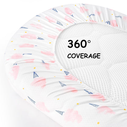 Yoofoss Bassinet Sheets for Baby,3-Pack Fitted Bassinet Sheets Set Compatible with Halo Bassinest Swivel Sleeper,Baby Delight,Angelbliss,Soft Breathable Bassinet Mattress Sheets (Pink+Floral)