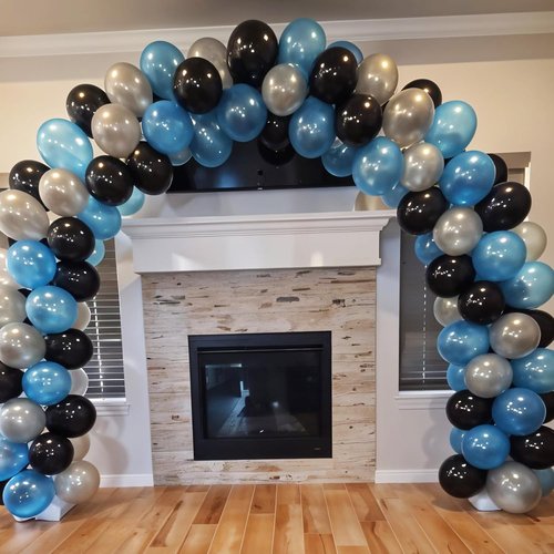 Blue and Black Balloons - 12 Inch Dark Blue & Silver Pearl Balloons for Birthday Parties & Celebrations
