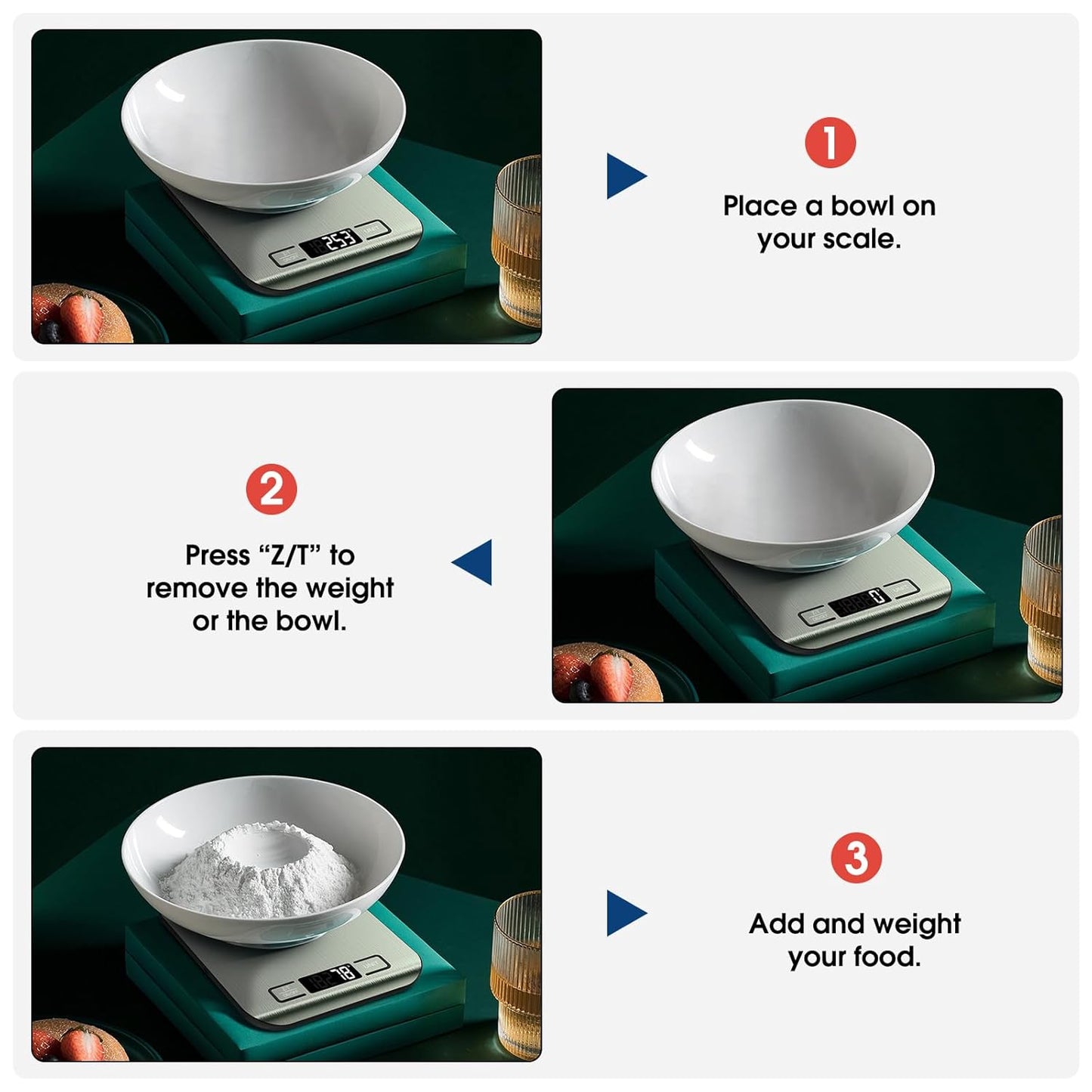 Mik-Nana Digital Kitchen Scale - 22lb Capacity for Accurate Weight in Grams & Ounces | Easy Clean Stainless Steel