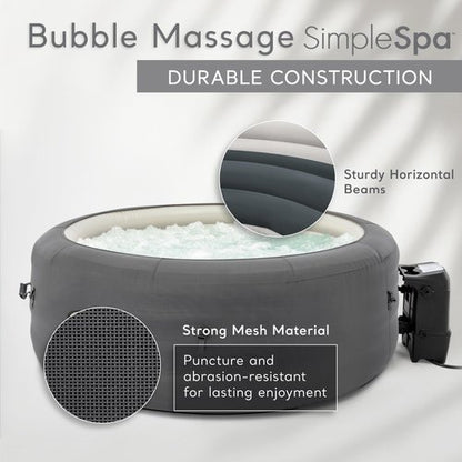 INTEX SimpleSpa 4 Person Round Inflatable Hot Tub, Bubble Massage Spa Set with Insulated Cover, Thermal Ground Cloth, & Chemical Dispenser, 77 in x 26 in