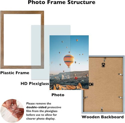 JCJMY 13x15 Rustic Brown Picture Frame - Versatile Wall Mounting for Horizontal or Vertical Display