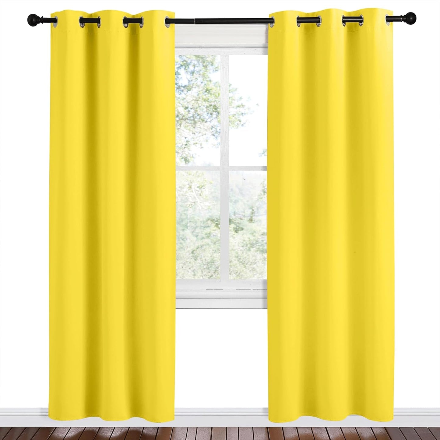 NICETOWN Bright Yellow Room Darkening Curtains - Thermal Insulated Grommet Drapes, 42" x 78" (Set of 2)