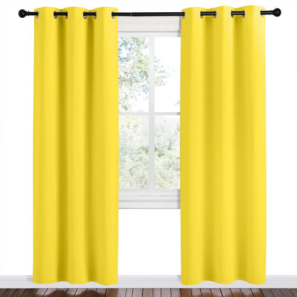 NICETOWN Bright Yellow Room Darkening Curtains - Thermal Insulated Grommet Drapes, 42" x 78" (Set of 2)