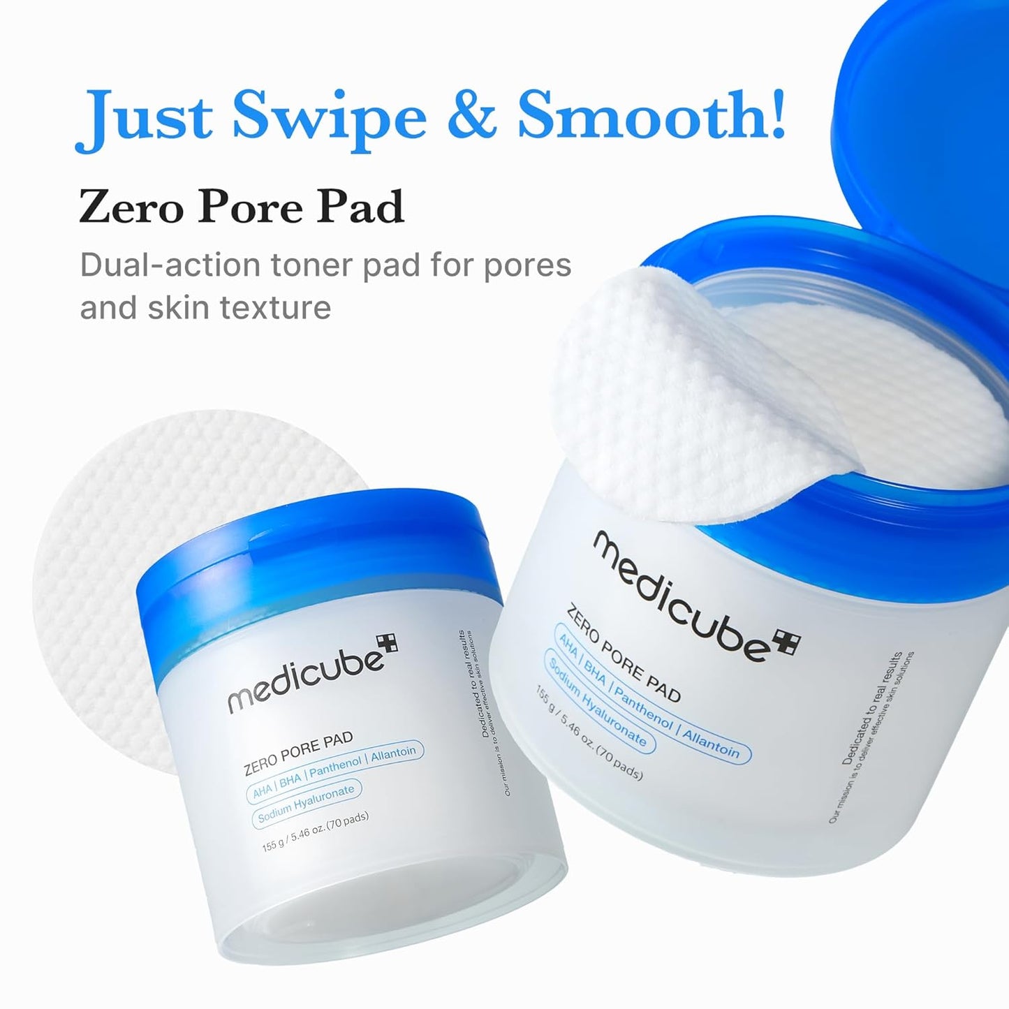 Medicube Toner Pads Zero Pore Pad 2.0 - Dual-Textured Exfoliating Facial Pads with AHA & BHA | 70 Pads