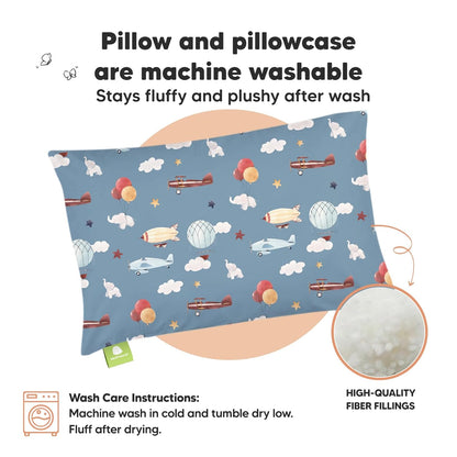 My Little Dreamy Toddler Pillow - Organic Cotton Travel Bed Pillow with Soft Pillowcase | 13x18, Machine Washable, Ages 2-5