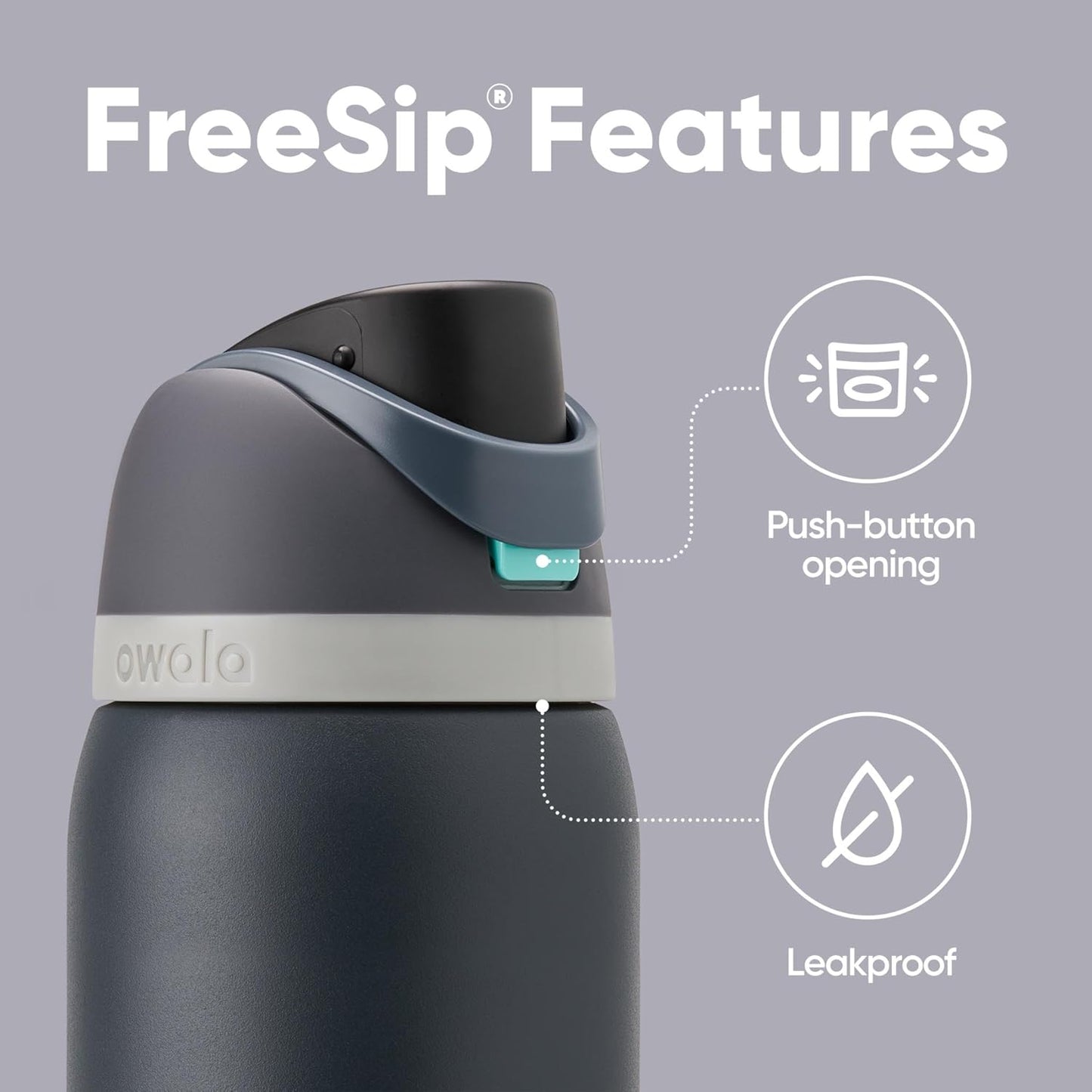 Owala FreeSip Insulated Stainless Steel Water Bottle - 32 oz BPA-Free | Perfect for Sports, Travel & School - Foggy Tide