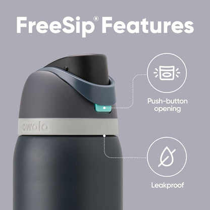 Owala FreeSip Insulated Stainless Steel Water Bottle - 32 oz BPA-Free | Perfect for Sports, Travel & School - Foggy Tide