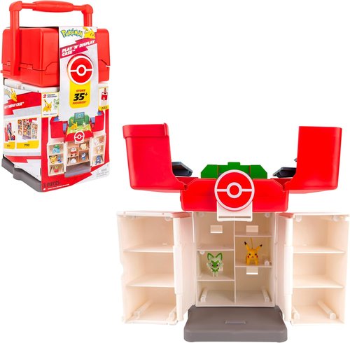Jazwares Pokémon Play ‘N’ Display Case - Multi-Level Storage for 35+ Battle Figures | Rooftop Arena