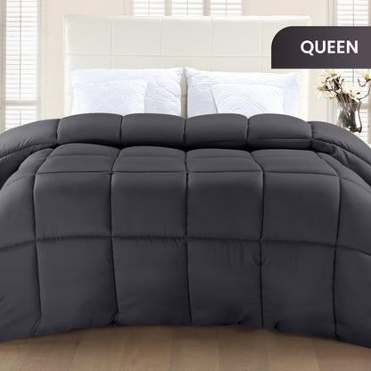 Utopia Bedding Queen Comforter Duvet Insert, Quilted Grey Comforter with Corner Tabs, Box Stitched Down Alternative Comforters Queen Size 88 x 88 inches