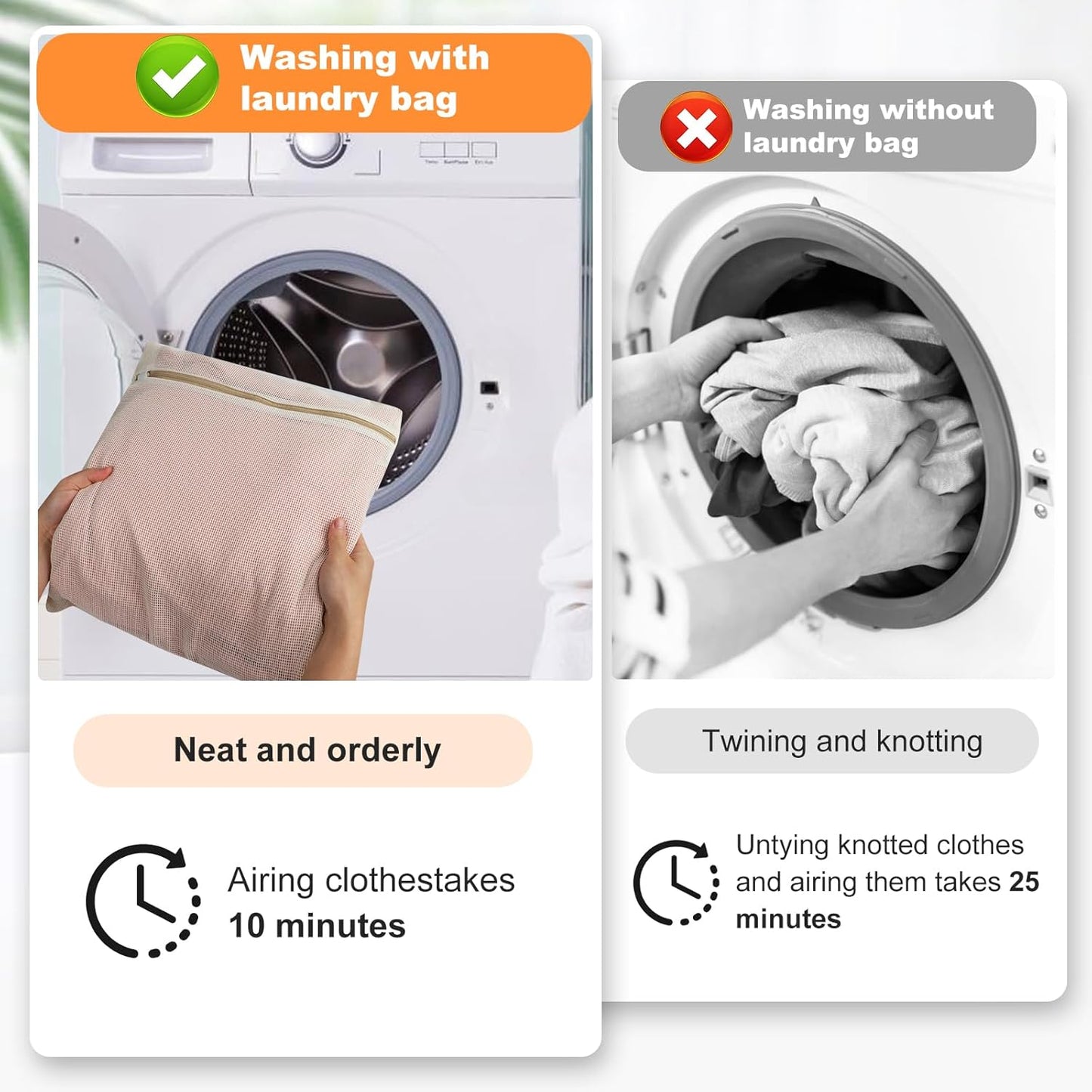 Organic Cotton Mesh Laundry Bags - 4-Piece Set with Sturdy Zippers | Durable & Breathable for Delicate Items