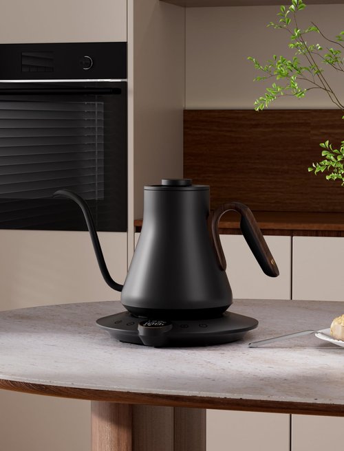 Electric Kettles, Cocinare Gooseneck Electric Kettle, ±1℉ Temperature Control, Stainless Steel Inner, Quick Heating, for Pour Over Coffee, Brew Tea, Boil Hot Water, 0.9L (Wood)