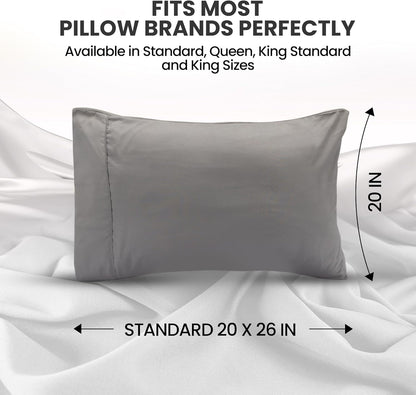 Utopia Bedding Pillow Cases - Soft Brushed Microfiber, 2-Pack | Oeko-TEX Certified, 20x26 Inches (Grey)