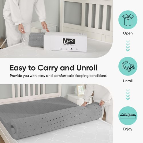 3 inch Twin XL (39"x80") Gel Memory Foam Mattress Topper Ventilated Soft Mattress Pad, Bed Topper, CertiPUR-US Certified, Twin XL Size, Gray