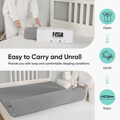 3 inch Twin XL (39"x80") Gel Memory Foam Mattress Topper Ventilated Soft Mattress Pad, Bed Topper, CertiPUR-US Certified, Twin XL Size, Gray