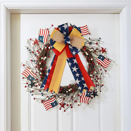 Meseey Patriotic Bow Set - Large Red & Blue Ribbon Bows for 4th of July Decorations | Holiday Wreaths