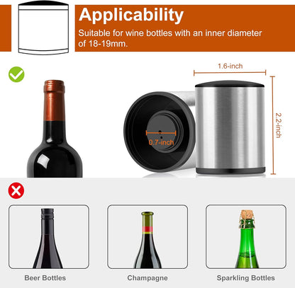 Wine Stopper - HOOMIL 𝟮 𝐏𝐚𝐜𝐤 Stainless Steel Vacuum Wine Bottle Stoppers, Reusable Wine Saver, Wine Accessories Gift for Friends, Family, Wine Lovers - Silver