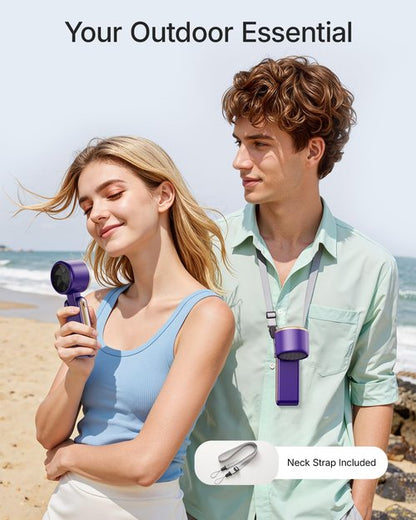 Bearwind Portable Handheld Turbo Fan - 5 Gear High Speed 4000mAh Rechargeable Mini Personal Hand Fan Blow Cold Air, Battery Operated Travel Essentials, Beach Vacation, Gifts for Women, Men (Purple)