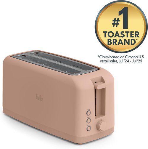 Bella 4-Slice Slim Toaster - 6 Shade Settings, Reheat & Cancel Functions | Fits Sourdough, 10” Long Slot, Blossom Color