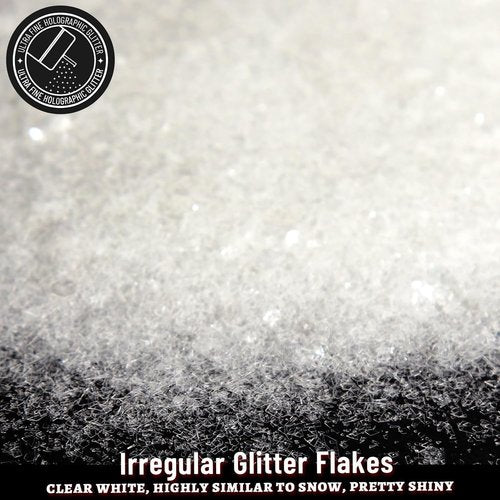 LEOBRO White Glitter - Chunky Snow Glitter for Crafts, Resin Art, Body, Face & Nail | DIY Christmas Decorations