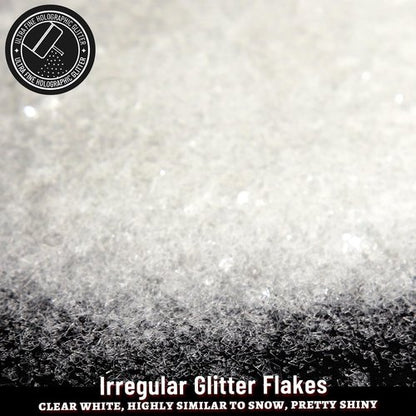 LEOBRO White Glitter - Chunky Snow Glitter for Crafts, Resin Art, Body, Face & Nail | DIY Christmas Decorations