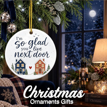 Ceramic Christmas Ornament – Neighbor Gift, 2.8 inch Holiday Decoration