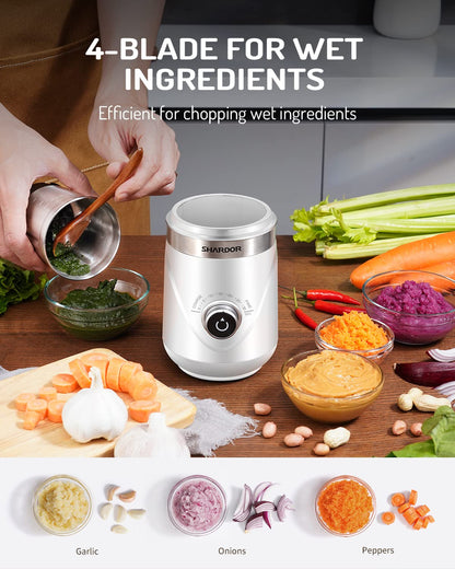 SHARDOR Adjustable Coffee Grinder Electric, Herb, Spice, Coffee Bean, Espresso with 2 Removable Stainless Steel Wet and Dry Bowl, White, Upgraded 2.0