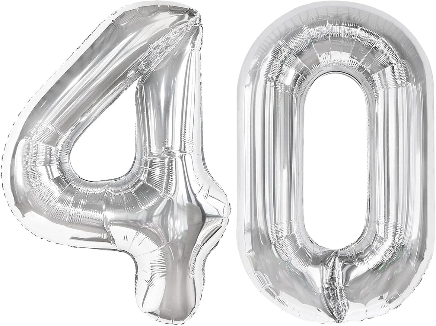 Silver Number 40 Balloon - 40 Inch Giant Foil Balloon for 40th Birthday Party Decorations