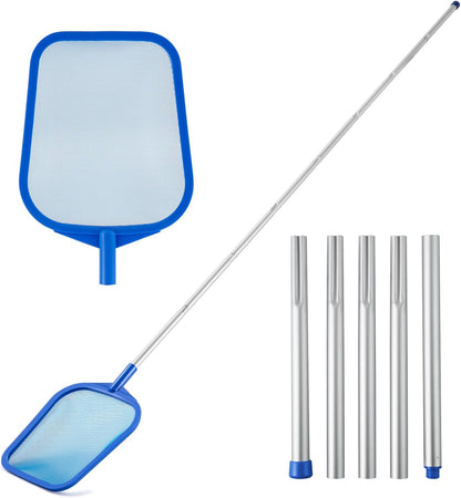 Pool Skimmer | Adjustable Telescopic Aluminum Pole (23''-60'') - Ultra Fine Mesh Net for Pools & Spas